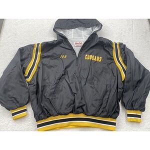 Vtg Birdie Bomber‎ Jacket Black Yellow Snap USA Large Cougars Team 2X Womens